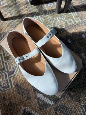 Madewell White Leather Mary Jane Flats